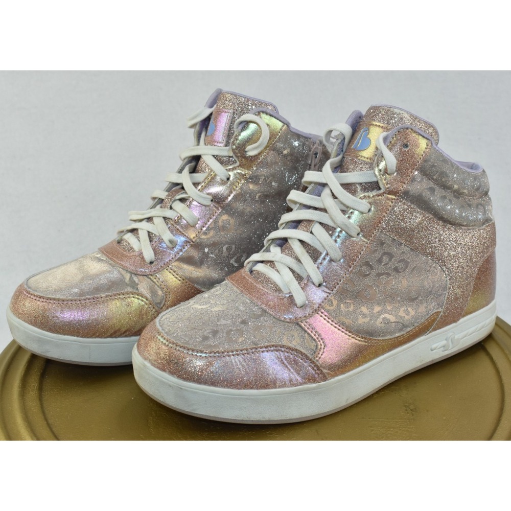 Skechers Standouts 2.0 Girls Shoes Size 5 Leopard Shine Rose Gold Glitter -Flaws